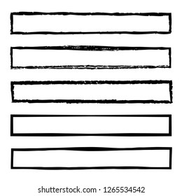Set of 5 pieces rectangle frame grunge edges.Grunge borders.Vector brush strokes distress textures retro frames.