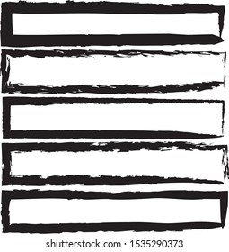 Set of 5 pieces rectangle frame grunge edges.Grunge borders.Vector brush strokes distress textures retro frames.