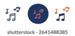 Set of 5 pixel perfect colored Music Note icon with 1 unexpanded, 1 silhouette, Floating musical notes with motion lines.