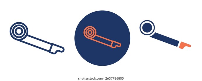 Set of 5 pixel perfect colored Birthday Whistles icon with 1 unexpanded, 1 silhouette, Multiple birthday whistles icon for event and party designs.
