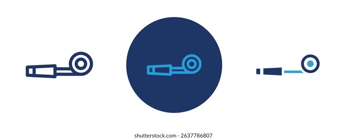 Set of 5 pixel perfect colored Birthday Whistle icon with 1 unexpanded, 1 silhouette, Party whistle icon often used in festive or birthday events.