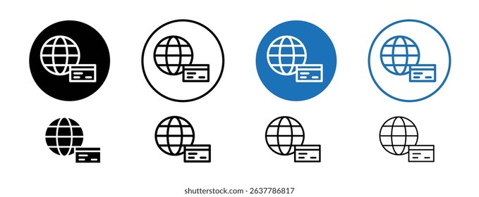 Set of 5 pixel perfect colored World Payment Transfer icon with 1 unexpanded, 1 silhouette, Icon showing global financial transactions or online payment systems.