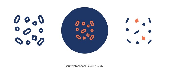 Set of 5 pixel perfect colored Sprinkles icons with 1 unexpanded, 1 silhouette, Collection of sprinkle icons for dessert toppings or festive decor.
