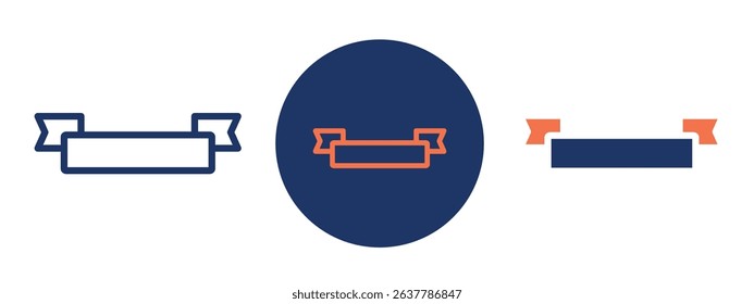 Set of 5 pixel perfect colored Decorative ribbon icons with 1 unexpanded, 1 silhouette, Set of ribbon icons used in celebrations, decor, or wrapping themes.