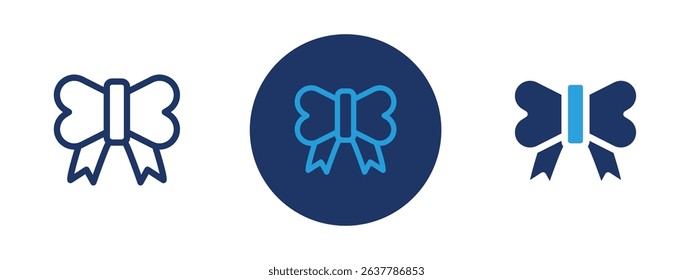 Set of 5 pixel perfect colored Ribbon Bow icon with 1 unexpanded, 1 silhouette, Decorative ribbon bow icon often used for gifts or awards.