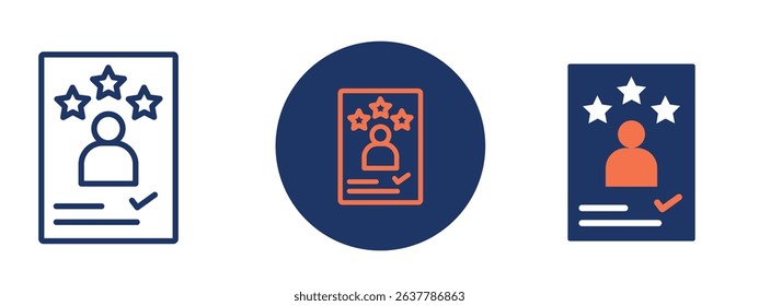 Set of 5 pixel perfect colored Performance review icon with 1 unexpanded, 1 silhouette, Icon for employee performance evaluation and feedback sessions.