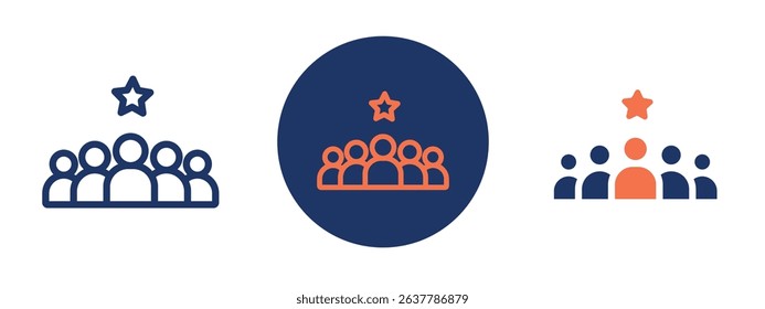 Set of 5 pixel perfect colored Leadership icon with 1 unexpanded, 1 silhouette, Icon representing guidance, direction, and business leadership.
