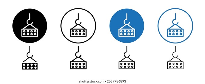 Set of 5 pixel perfect colored Hook icon with 1 unexpanded, 1 silhouette, Icon of a hook used in fishing, clothing, or attachment concepts.