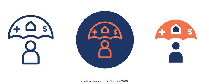 Set of 5 pixel perfect colored Employee benefits icon with 1 unexpanded, 1 silhouette, Icon symbolizing workplace perks like insurance, vacation, or incentives.