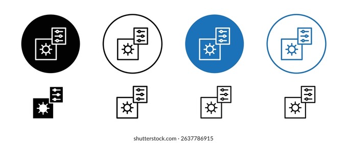 Set of 5 pixel perfect colored Edit Image Icon with 1 unexpanded, 1 silhouette, Icon showing editing tools for modifying photos or illustrations.