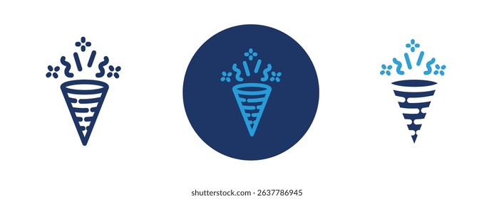 Set of 5 pixel perfect colored Confetti icon with 1 unexpanded, 1 silhouette, Decorative confetti icon used in celebration or party designs.