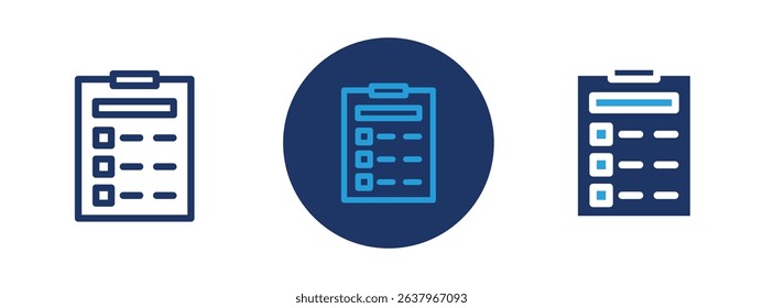 Set of 5 pixel perfect colored Assignment icon with 1 unexpanded, 1 silhouette, Clipboard or document with a checkmark showing a completed task or assignment.