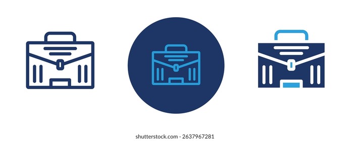 Set of 5 pixel perfect colored Briefcase icon with 1 unexpanded, 1 silhouette, Business briefcase symbol indicating work, office, or professional tools.
