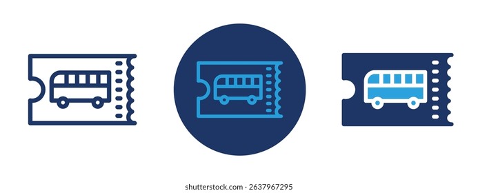 Set of 5 pixel perfect colored Bus Ticket icon with 1 unexpanded, 1 silhouette, Simple bus pass or ticket illustration showing fare and transit symbol.
