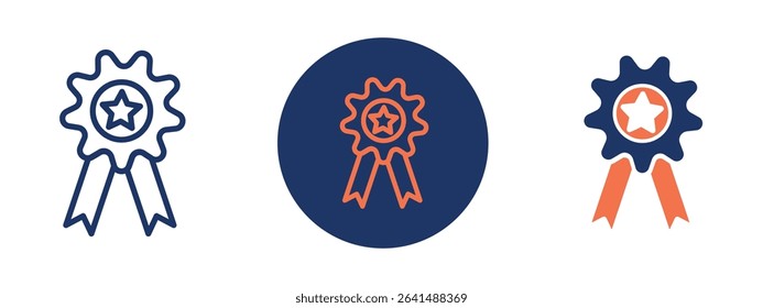 Set of 5 pixel perfect colored Recognition Award icon with 1 unexpanded, 1 silhouette, Trophy and ribbon icon representing employee recognition.
