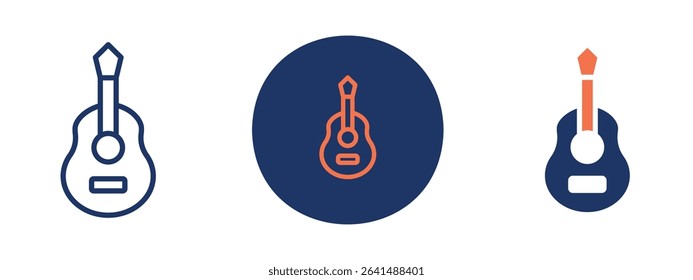 Set of 5 pixel perfect colored Guitar icon with 1 unexpanded, 1 silhouette, Electric guitar with detailed body and neck.