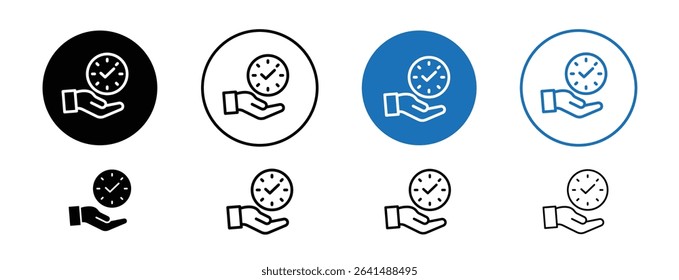 Set of 5 pixel perfect colored Punctuality icon with 1 unexpanded, 1 silhouette, Clock and person icon to symbolize importance of punctuality.