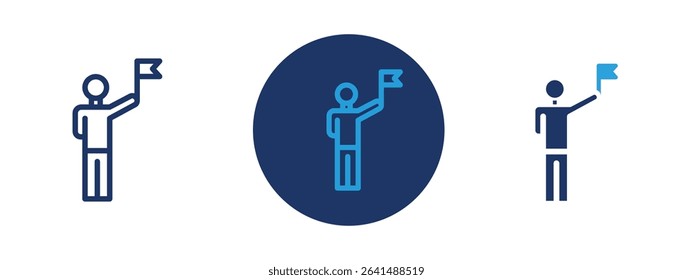 Set of 5 pixel perfect colored Leadership icon with 1 unexpanded, 1 silhouette, Leader figure ahead of group to represent guidance and leadership.