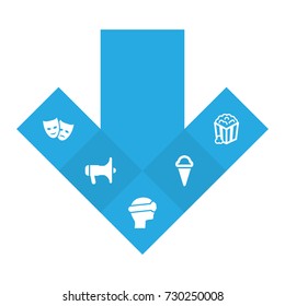 Set Of 5 Pleasure Icons Set.Collection Of Snack, Megaphone, Sorbet And Other Elements.