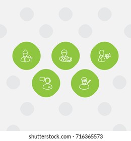 Set Of 5 Position Outline Icons Set.Collection Of Designer, Artist, Servant And Other Elements.