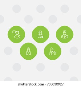 Set Of 5 Professions Outline Icons Set.Collection Of Worker, Reporter, Operator And Other Elements.