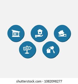 Set of 5 real icons set. Collection of house, opening, estate and other elements.