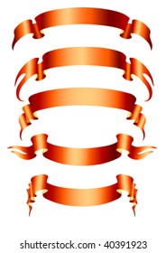 set of 5 red banners