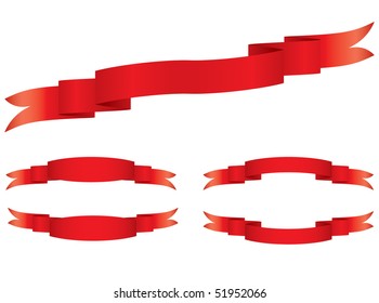 Set of 5 red ribbons