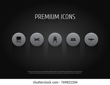 Set Of 5 Relax Icons Set.Collection Of Canoe, Citizenship, Aircraft And Other Elements.
