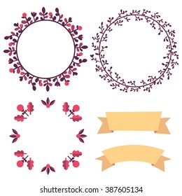 a set of 5  romantic floral vector design elements
