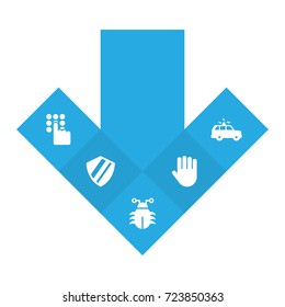 Set Of 5 Safety Icons Set.Collection Of Virus, Protection, Keypad And Other Elements.