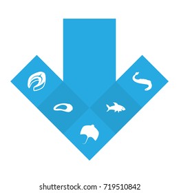 Set Of 5 Sea Icons Set.Collection Of Clam, Beefsteak, Acne And Other Elements.