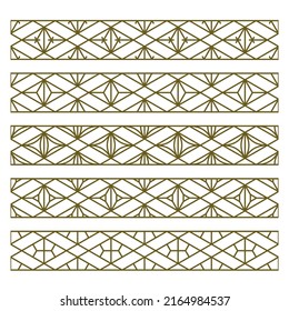 A set of 5 seamless ribbons based on the traditional Japanese craft Kumiko zaiku