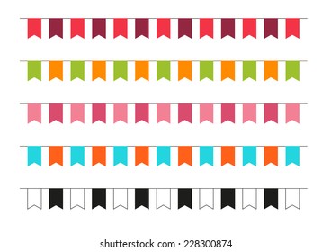 Set of 5 simple garlands in different colors including black and white version