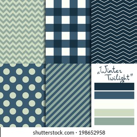 Set Of 5 Simple Seamless Geometric Patterns. 