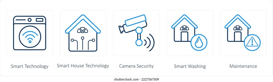 A set of 5 smart home icons such as smart technology, smart home technology