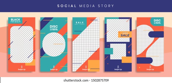 Set 5 of Social Media Instagram Networks Stories Sale Banner Background, Mobile App, Poster, Flyer, Coupon, Gift Card, Smartphone Template Story,Liquid Abstract Modern. editable template eps 10 vector - Shutterstock ID 1502875709