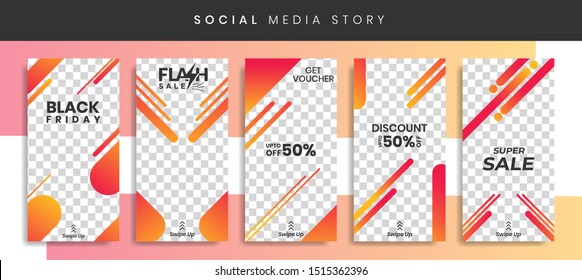 Set 5 of Social Media Instagram Networks Stories Sale Banner Background, Mobile App, Poster, Flyer, Coupon, Gift Card, Smartphone Template Story,Liquid Abstract Modern. editable template eps 10 vector