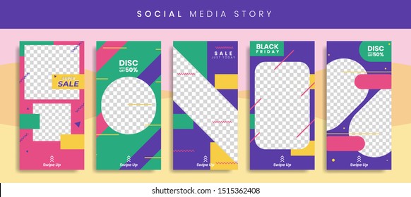 Set 5 of Social Media Instagram Networks Stories Sale Banner Background, Mobile App, Poster, Flyer, Coupon, Gift Card, Smartphone Template Story,Liquid Abstract Modern. editable template eps 10 vector