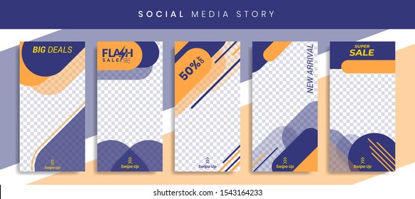 Set 5 of Social Media Instagram Networks Stories Sale Banner Background, Mobile App, Poster, Flyer, Coupon, Gift Card, Smartphone Template Story,Liquid Abstract Modern. editable template eps 10 vector