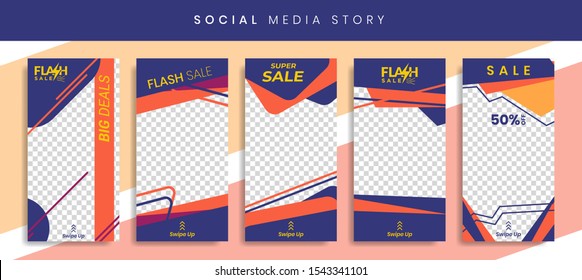 Set 5 of Social Media Instagram Networks Stories Sale Banner Background, Mobile App, Poster, Flyer, Coupon, Gift Card, Smartphone Template Story,Liquid Abstract Modern. editable template eps 10 vector