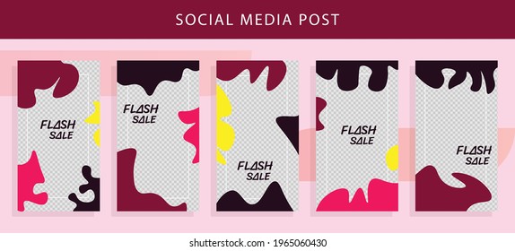 Set 5 of Social Media Instagram Networks Stories Sale Banner Background, Mobile App, Poster, Flyer, Coupon, Gift Card, Smartphone Template Story,Liquid Abstract Modern. editable template eps 10 vector