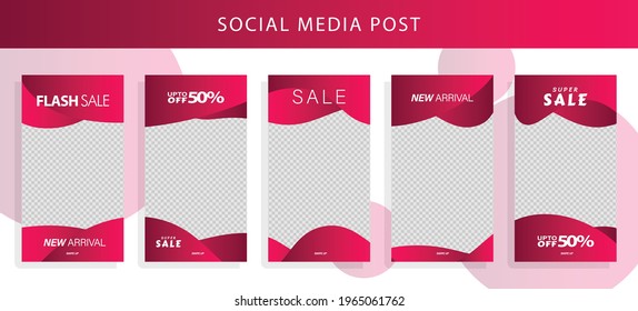 Set 5 of Social Media Instagram Networks Stories Sale Banner Background, Mobile App, Poster, Flyer, Coupon, Gift Card, Smartphone Template Story,Liquid Abstract Modern. editable template eps 10 vector