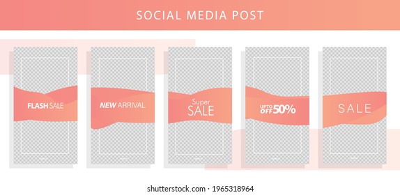 Set 5 of Social Media Instagram Networks Stories Sale Banner Background, Mobile App, Poster, Flyer, Coupon, Gift Card, Smartphone Template Story,Liquid Abstract Modern. editable template eps 10 vector