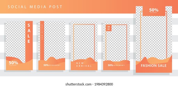 Set 5 of Social Media Instagram Networks Stories Sale Banner Background, Mobile App, Poster, Flyer, Coupon, Gift Card, Smartphone Template Story,Liquid Abstract Modern. editable template eps 10 vector