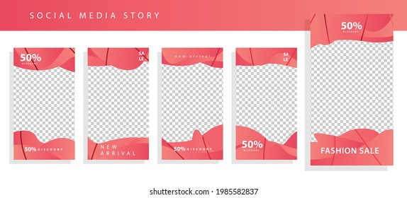 Set 5 of Social Media Instagram Networks Stories Sale Banner Background, Mobile App, Poster, Flyer, Coupon, Gift Card, Smartphone Template Story,Liquid Abstract Modern. editable template eps 10 vector