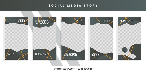 Set 5 of Social Media Instagram Networks Stories Sale Banner Background, Mobile App, Poster, Flyer, Coupon, Gift Card, Smartphone Template Story,Liquid Abstract Modern. editable template eps 10 vector
