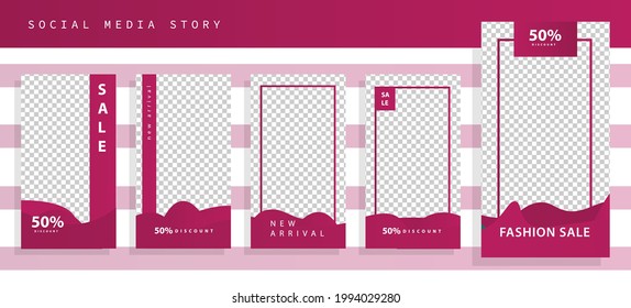 Set 5 of Social Media Instagram Networks Stories Sale Banner Background, Mobile App, Poster, Flyer, Coupon, Gift Card, Smartphone Template Story,Liquid Abstract Modern. editable template eps 10 vector