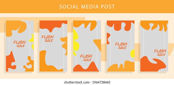 Set 5 of Social Media Networks Stories Sale Banner Background, Mobile App, Poster, Flyer, Coupon, Gift Card, Smartphone Template Story, Liquid Abstract Modern Yellow. editable template eps 10 vector