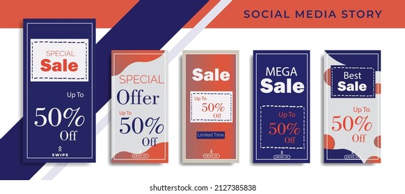 Set 5 of Social Media Networks Stories sale Banner Background, Mobile App, Poster, Flyer, Coupon,Smartphone Advertisement  Template Story,Liquid Abstract Modern. editable template eps 10 vector